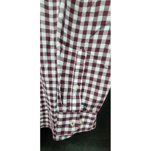 Banana Republic Men's Large Fit Camden Red Plaid Dress Shirt Button Up‎ New - Picture 3 of 11
